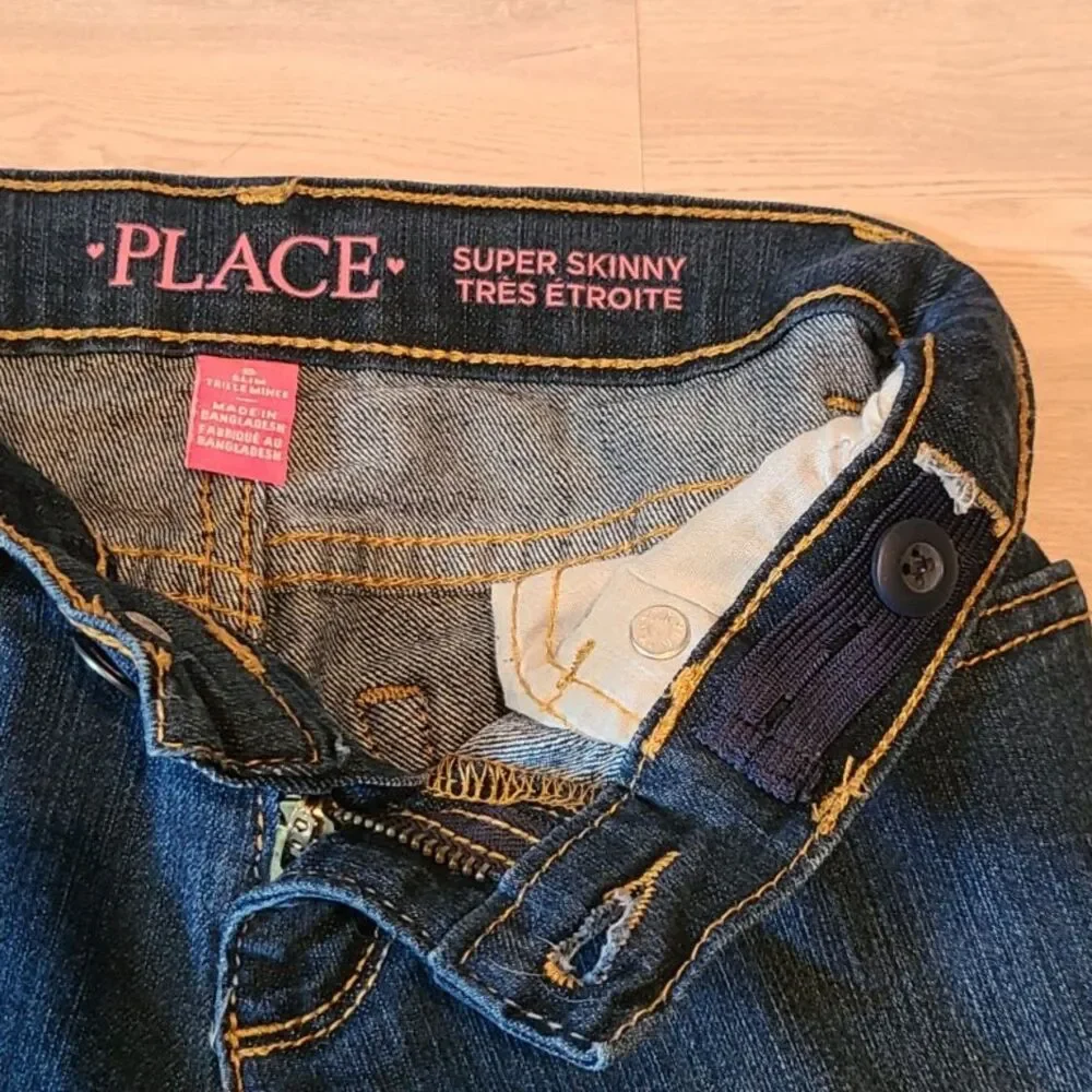 The Childrens Place Girls Jeans 8 Slim Blue Super Skinny Stretch Denim Pants